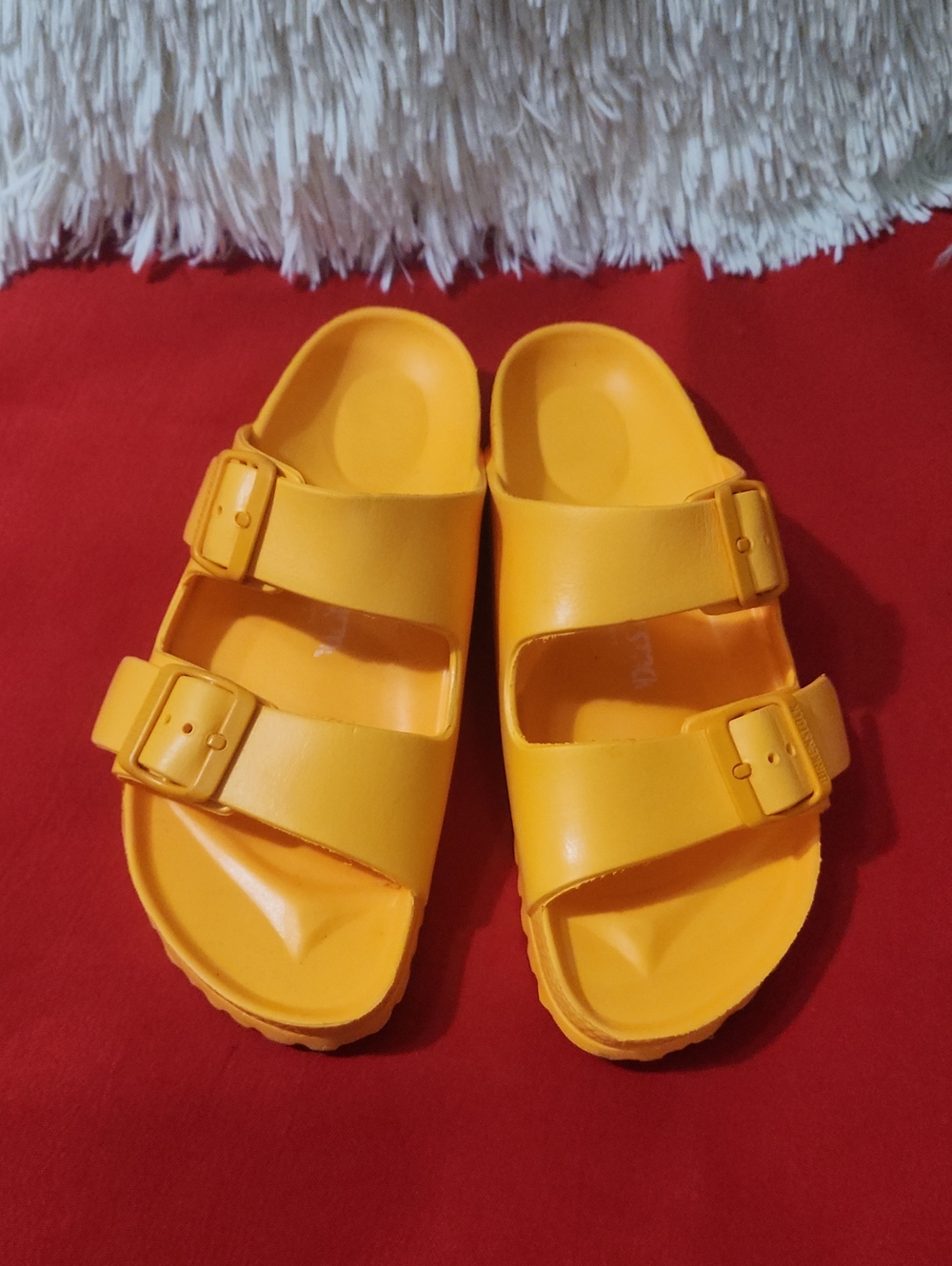 Birkenstock Eva Orange Double-Buckle Slide Sandals